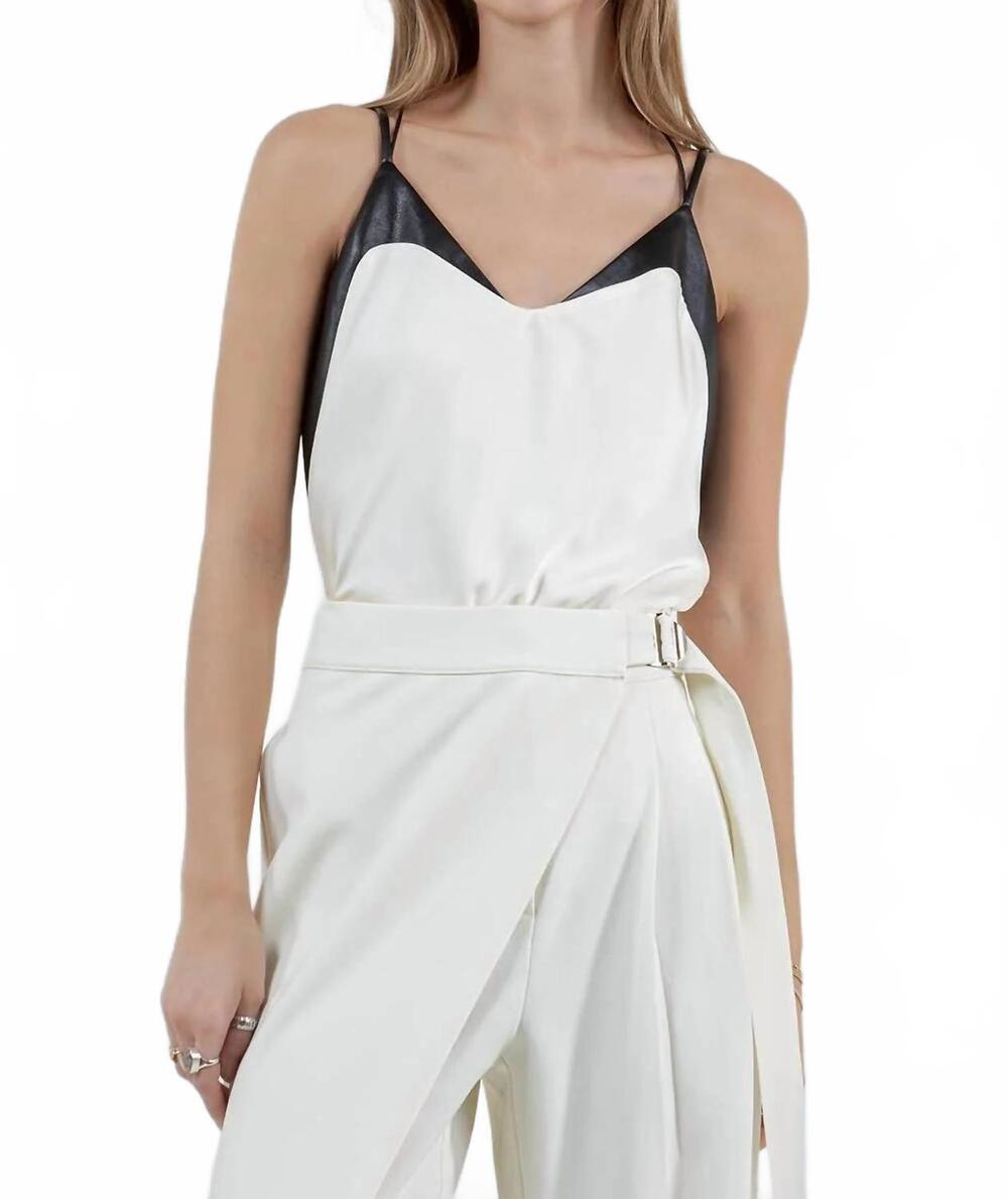 NEW WHITEROOM+CACTUS leather and satin tank top in white